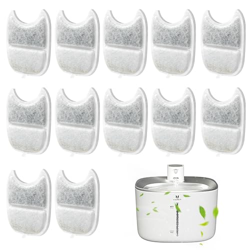 12 Set Katzenbrunnen Filter für 4L Trinkbrunnen, 12 Stück Kohlefilter und Schaumstofffilter, Ersatz Filter und Vorgefilterter Schwämme, Schwämme Ersatzfilter für Katzen Wasserbrunnen von HENGBIRD