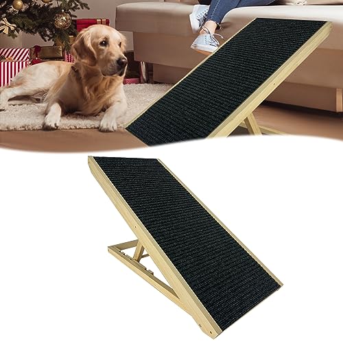 HENGMEI Hundetreppe, Holz Hunderampe, Klappbar Katzentreppe, rutschfeste Katzenleiter, Haustiertreppe für Kleine Hunde, Alte Katzen, 100x40x7cm von HENGMEI