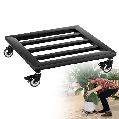 HENGMEI Pflanzenroller Rollbrett Pflanzen Metall Blumenroller Pflanze Caddy mit 4 Rädern Rollbretter mit 2 Feststellern für Pflanzen Innenbereich Außenbereich Haus und Garten (TYP A) von HENGMEI