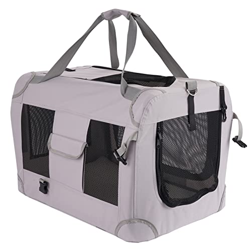 Hepeeng Transportbox für Katzen, 81,3 cm L x 58,4 cm B x 58,4 cm H, tragbar, zusammenklappbar, mit weicher, warmer Decke und Tragetasche für Katzen und Hunde, für Reisen/drinnen und draußen von HEPEENG