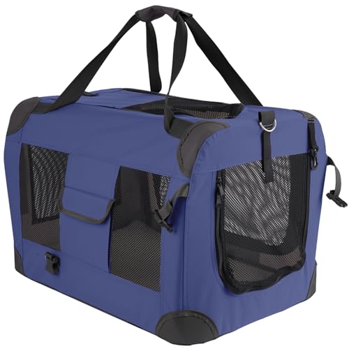 Hepeeng Transportbox für Katzen, 81,3 cm L x 58,4 cm B x 58,4 cm H, tragbar, zusammenklappbar, mit weicher, warmer Decke und Tragetasche für Katzen und kleine/mittelgroße Hunde für Reisen/drinnen und von HEPEENG