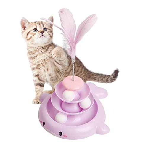 HEPVET Cat-Kugelbahn | 3 Level Turntable Kitten Interactive Toy Balls Set | Circle Kitten Abnehmbares Spielzeug mit beweglichen Bällen zum Kratzen, Streicheln, Haustiergeschenke für den Urlaub von HEPVET