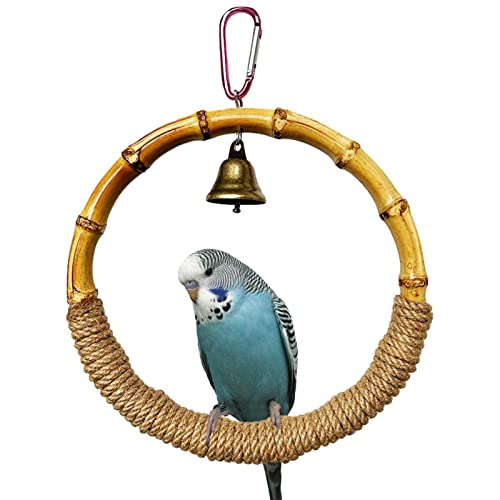 Vogel Swing Spielzeug | Bambus Seil Swing Vogel Spielzeug,Seil-Schaukeln Spielzeug mit Uhr für Papageien Budgie Parakeet Hahn Conure Finch Lovebird Hepvet von HEPVET