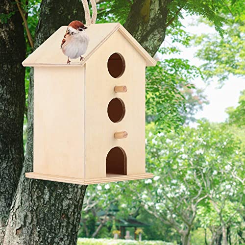 HERCHR Hängendes Vogelhaus, hölzernes Vogelhaus für außerhalb dekorativen Nistkasten für Garten von HERCHR