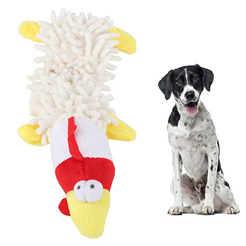 HERCHR Hunde-Plüsch-Spielzeug, niedliches interaktives gefülltes Plüsch-Hundekauen-Quietscher-Spielzeug zum Zähneputzen, Spielen, Beißen(Weiß) von HERCHR