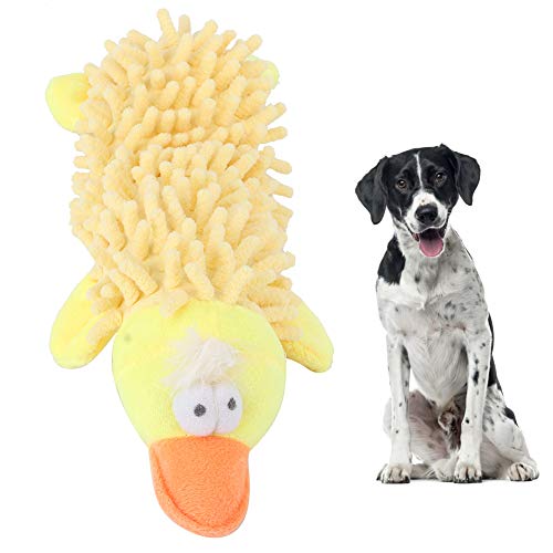 HERCHR Hunde-Plüsch-Spielzeug, niedliches interaktives gefülltes Plüsch-Hundekauen-Quietscher-Spielzeug zum Zähneputzen, Spielen, Beißen(gelb) von HERCHR