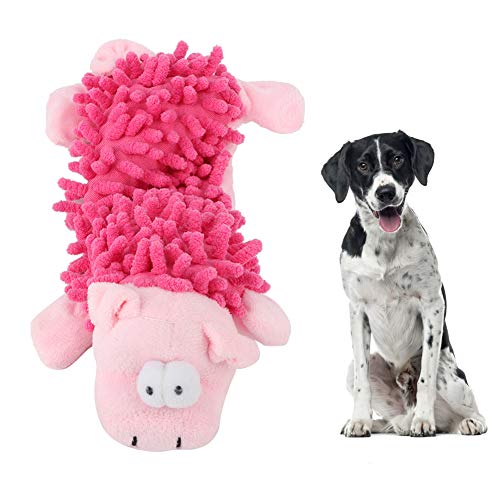 HERCHR Hunde-Plüsch-Spielzeug, niedliches interaktives gefülltes Plüsch-Hundekauen-Quietscher-Spielzeug zum Zähneputzen, Spielen, Beißen(rosa) von HERCHR