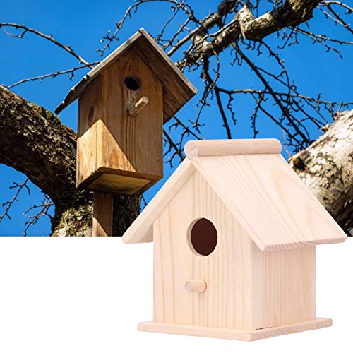 Hölzerne Vogelhäuser für draußen, hängendes Vogelhaus Vogel Nistkasten Gartendekor Unvollendeter Vogelkäfig zum Basteln Erstellen, 4.7x3.9x5.1inch von HERCHR