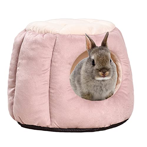 HERCOCCI Extra großes Kaninchenbett Haus, Faltbar & Warm Hase Versteck Hütte Höhle für Meerschweinchen Kaninchen Chinchilla Hamster Käfig Zubehör (Rosa) von HERCOCCI