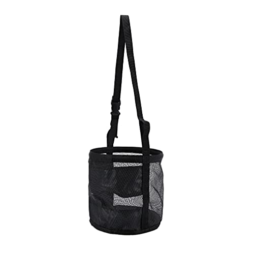 HERSENT Pferde-Futtertasche, robuste PVC-Netztasche, Futter-Rite-Tasche, Weidemaulkorb für Pferde, kompakt mit verstellbarem Gurt, haltbarer Schnappverschluss und elastischen Gurten (mittel) von HERSENT