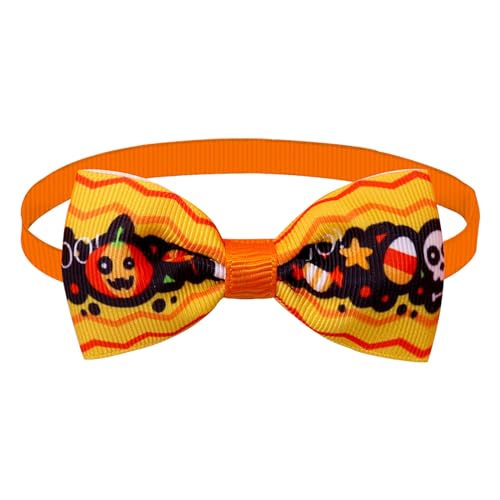 HERSIL Halloween-Fliege für Haustiere, für Hunde und Katzen, Festliche Dekorationen, niedliche Cartoon-Kürbis-Muster Zugstopp (Orange, One Size) von HERSIL