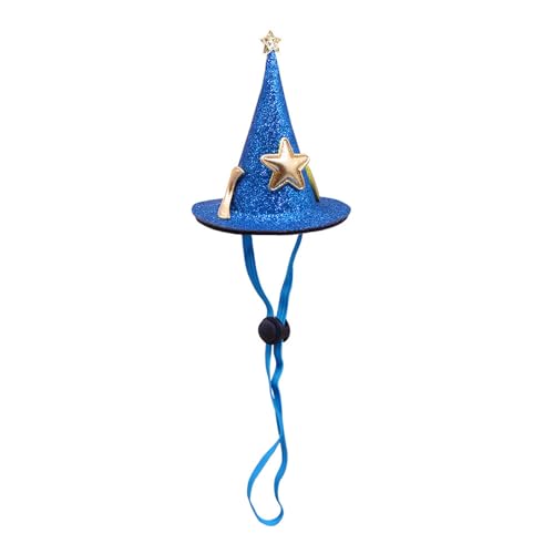 HERSIL Halloween Haustier Kopfschmuck Katze und Hund Hut verstellbar Cartoon Stern und Mond Modellierung Festival Haustier Schmuck Adventskalender Hund Halsband (Blue, One Size) von HERSIL