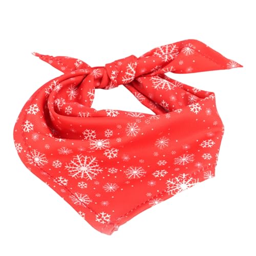 HERSIL Weihnachten Haustier Hund Handtuch Schal Schneeflocke Süßigkeiten Weihnachtsdruck süße Festliche Haustierbedarf Lederhalsband Welpe (Red, L) von HERSIL