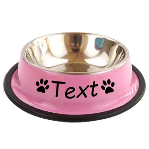 Personalisierter Futternapf Aus Edelstahl Mit Namen, Individuelle Hunde- Und Katzennäpfe For Futter Und Wasser, Isoliertes Geschenk For Haustiere, Ideal For Kleine Hunde Und Katzen, Individueller(Pink von HERSTL