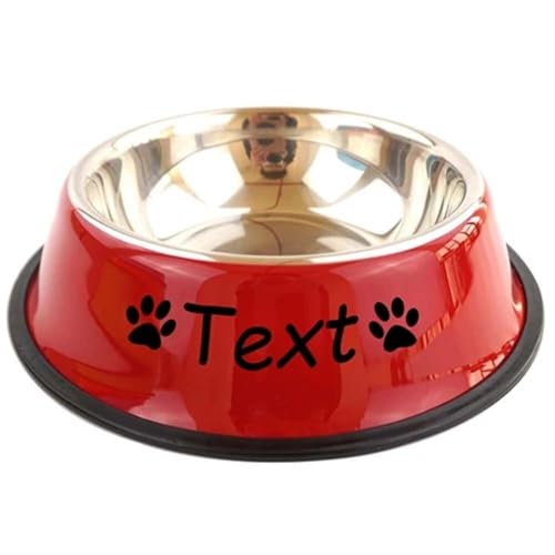 Personalisierter Futternapf Aus Edelstahl Mit Namen, Individuelle Hunde- Und Katzennäpfe For Futter Und Wasser, Isoliertes Geschenk For Haustiere, Ideal For Kleine Hunde Und Katzen, Individueller(Red) von HERSTL