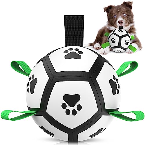 HETOO HundeBälle unzerstörbar Hundespielzeug Ball, Hundefußball mit Griff, Fußball für Hunde, Wasserspielzeug Hunde, Hunde Geburtstagsgeschenke, Hundebälle mit Pumpe für Welpe 5 Zoll von HETOO