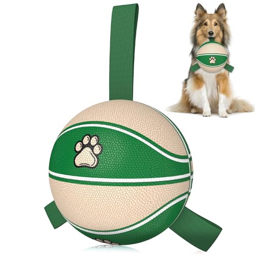 HETOO Hundeball, interaktives Hundespielzeug, Hundebälle mit Riemen, Hunde-Basketball zum Tauziehen, perfektes Spielzeug, Wasserspielzeug für kleine und mittelgroße Hunde (15,2 cm) von HETOO