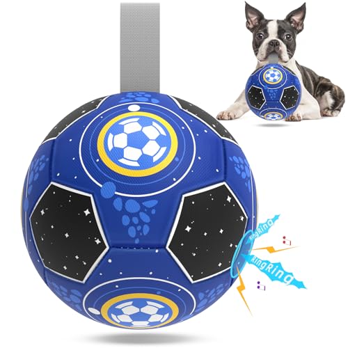 HETOO Hundespielzeug, Fußball mit Glöckchen innen und Nylonband, interaktives Hundespielzeug, Welpen-Geburtstag, Wasserspielzeug, langlebiger Apportierball, Hundespielzeug für mittelgroße Rassen, von HETOO