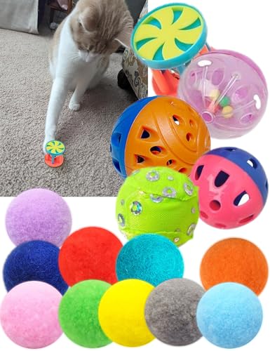 HEUHAI Katzenspielzeugbälle-Set – 6 einzigartige Stile und Farben mit Glocken, stabile Kunststoff-Kugeln für Indoor-Katzen – fördert aktives Spielen und geistige Stimulation für alle Katzenrassen und von HEUHAI