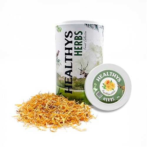 HEULAND® Healthys - Ringelblume 50g - hochwertiges Ergänzungsfutter für Kaninchen, Meerschweinchen, Hamster, Nager - artgerechtes Futter mit vielen Vitaminen & Nährstoffen. (Dose) von HEULAND