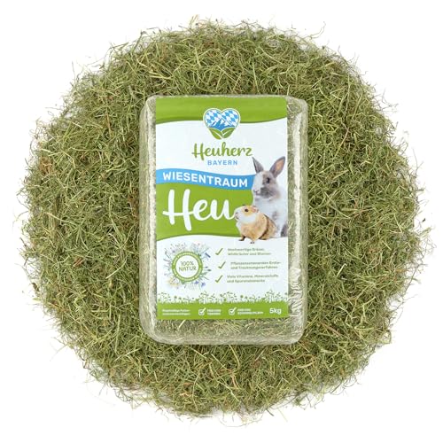 HEULAND Heuherz Bayern Wiesenheu (Bio) 5kg – Premium Heu für Kaninchen, Meerschweinchen & Nager – Schonend getrocknet, reich an Vitaminen & Nährstoffen, ohne Zusatzstoffe, aus nachhaltigem Anbau (1) von HEULAND