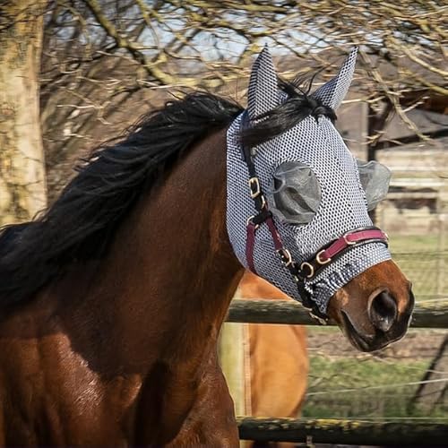 Heval Equestrian NOFLYNOCRY Fliegenmaske mit Augennetz (Navy-Muster, L) von HEVAL