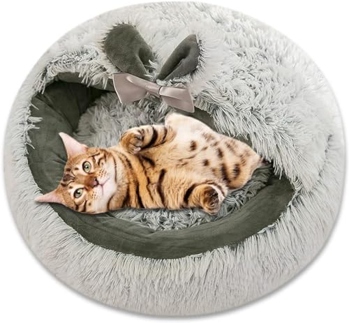 Haustierhöhlenbett, Katzennest Mit Abnehmbarem, Waschbarem Innenkissen, Weiches Bett Für Kätzchen Und Kleine Haustiere, Superweiches Und Gemütliches Plüschkatzen-Iglu-Höhlenbett (Color : C, Size : 5 von HEXEH