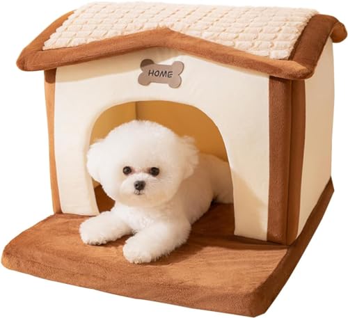 Hundehütte, Warmes Und Gemütliches Katzenhöhlenbett For Den Innenbereich Mit Abnehmbarem Kissen, 2-in-1 Waschbarer Plüsch-Hunde-Iglu, Faltbare, Rutschfeste Hundehütte For Haustiere, Welpen, Kätzchen ( von HEXEH