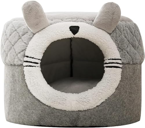 Katzenhöhle Katzenbett Flauschig, Kuschelhöhle Für Katzen Kätzchen Hund Kaninchen, Katzenschlafplatz Katzenbett Flauschig Für Drinnen (Color : Grau, Size : M) von HEXEH