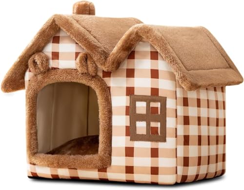 Katzenhöhlenbett, Waschbares Hundebett, Warmes Und Gemütliches Katzenhaus, Faltbares, Bequemes Haustier-Katzenhaus, Hundebett Mit Abnehmbarem Kissen (Color : A, Size : M) von HEXEH