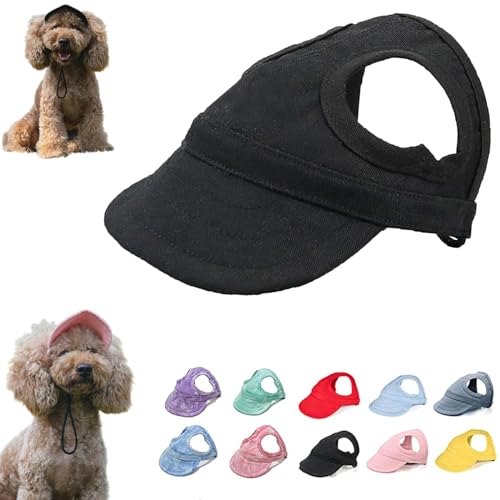 Outdoor Sun Protection Hood for Dogs,Dog Sun Protection Baseball Hat Cap with Ear Holes and Adjustable Strap,Summer Outdoor Sun Hat for Dogs Cats (L,Black) von HEXEH