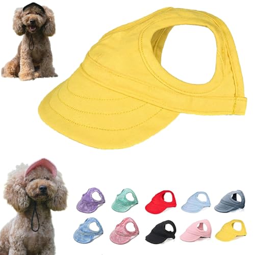 Outdoor Sun Protection Hood for Dogs,Dog Sun Protection Baseball Hat Cap with Ear Holes and Adjustable Strap,Summer Outdoor Sun Hat for Dogs Cats (L,Yellow) von HEXEH