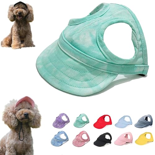 Outdoor Sun Protection Hood for Dogs,Dog Sun Protection Baseball Hat Cap with Ear Holes and Adjustable Strap,Summer Outdoor Sun Hat for Dogs Cats (M,Cloud Green) von HEXEH