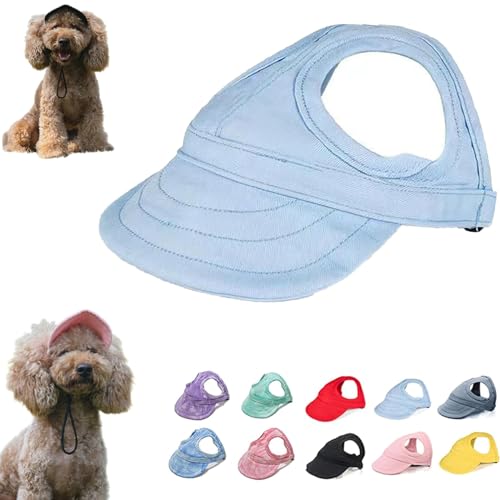 Outdoor Sun Protection Hood for Dogs,Dog Sun Protection Baseball Hat Cap with Ear Holes and Adjustable Strap,Summer Outdoor Sun Hat for Dogs Cats (XL,Light Blue) von HEXEH
