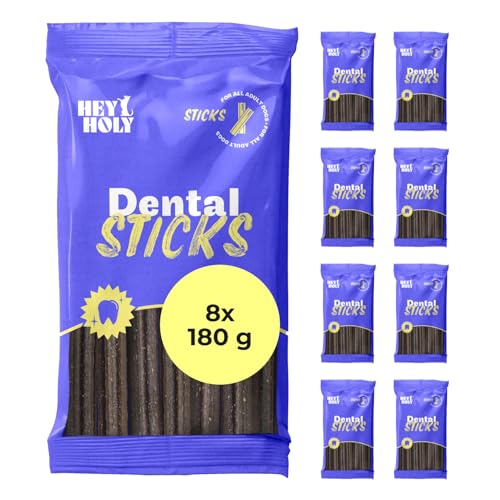 HEY HOLY Dental Sticks für Hunde | 8x180g Hundeleckerli zur täglichen Zahnpflege | Schutz für Zähne & Zahnfleisch | 100% natürliche, getreidefreie Inhaltsstoffe von HEY HOLY