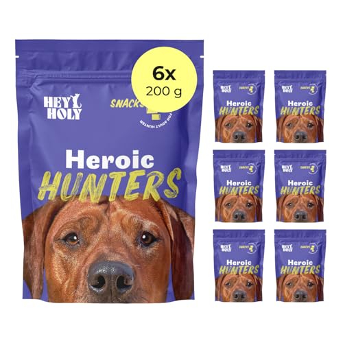 HEY HOLY Premium Hundeleckerlis für Große Jagdhunde 100% getreidefrei | Hunde Snacks | 6 x 200 g Leckerli für ausgewachsene, große Jagdhunde mit Ente | Hochverträglich aus natürlichen Zutaten von HEY HOLY