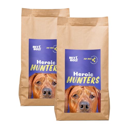 HEY HOLY Premium Trockenfutter für große Jagdhunde getreidefrei | 14kg Hundefutter für ausgewachsene, große Jagdhunde mit Ente | Hochverträglich aus natürlichen Zutaten von HEY HOLY