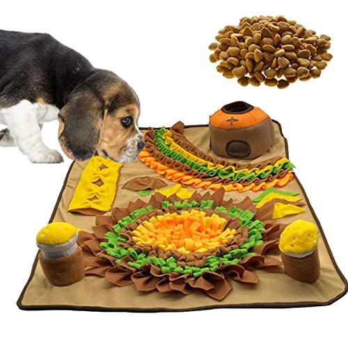 HEYCE Hunde-Aktivitätsmatte - Tragbare Haustier-Futtermatte im Sonnenblumen-Design - Interaktive Sound Sniff Feeding Trainingsmatte für Welpen Leckereien Mind Game für Langeweile und Stressabbau von HEYCE