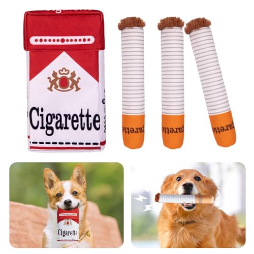 Hundezigaretten Spielzeug, Zigaretten Spielzeug Hund, Quietschendes Hundespielzeug mit Hundespielzeug Zigarettenpackung, Cigarette Dog Toy, Hundespielzeug Lustig Plüsch Lnteraktives Hundespielzeug von HEYIDAMAI