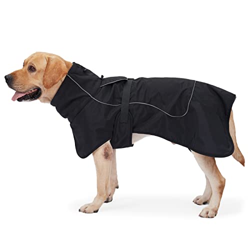 HEYWEAN Hundejacke Wasserdichter Hundemantel Reflektierende Jacke für kaltes Wetter mit weichem Fleecefutter Warmer Mantel für Hund Indoor & Outdoor Camping Wandern Schwarz von HEYWEAN