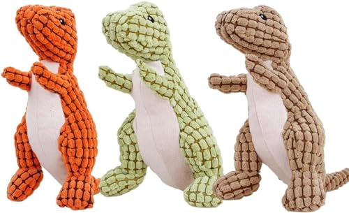 Bissfester robuster Dino, Dotmalls Unzerstörbarer robuster Dino, unzerstörbares Quietschspielzeug for Hunde (Color : 3PCS) von HEdir