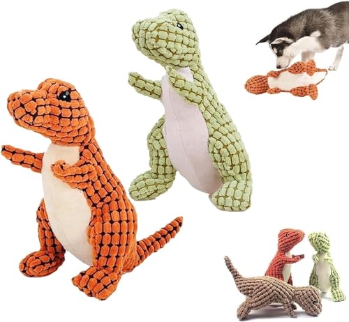 HEdir Bissfester, robuster Dino, unzerstörbarer, robuster Dino, unzerbrechliches, ausgestopftes Plüsch-Hundespielzeug, Aggressive Kauer (Color : 2pcs-A) von HEdir