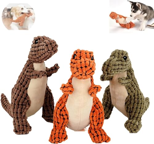 HEdir Bissfester, robuster Dino, unzerstörbarer, robuster Dino, unzerbrechliches, ausgestopftes Plüsch-Hundespielzeug, Aggressive Kauer (Color : 3PCS) von HEdir