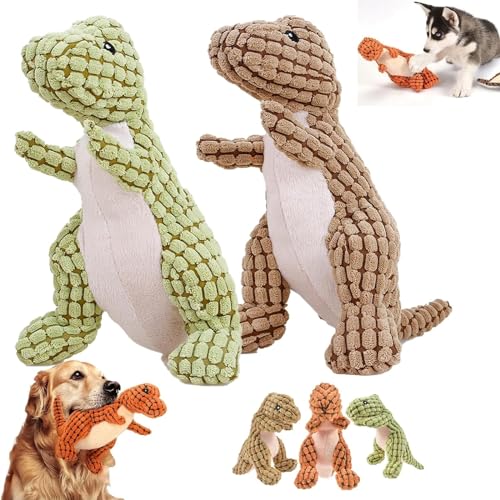 Unzerstörbarer robuster Dino-Hund, Starkes Plüsch-Quietschspielzeug, ausgestopftes Hundespielzeug, Plüsch-Hundespielzeug, robuste Hunde (Color : 2PCS-B) von HEdir