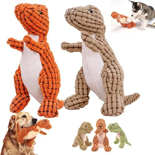 Unzerstörbarer robuster Dino-Hund, Starkes Plüsch-Quietschspielzeug, ausgestopftes Hundespielzeug, Plüsch-Hundespielzeug, robuste Hunde (Color : 2pcs-A) von HEdir