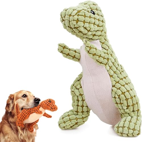 Unzerstörbarer robuster Dino-Hund, Starkes Plüsch-Quietschspielzeug, ausgestopftes Hundespielzeug, Plüsch-Hundespielzeug, robuste Hunde (Color : Green) von HEdir