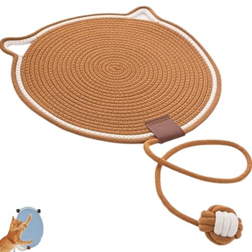 Celery Pets Dual Scratching Pad, Katzenkratzpad aus natürlichem Baumwollseil, großes Katzenbett, Katzenkratzpad mit Katzenspielzeug (43cm,Brown) von HFDHD