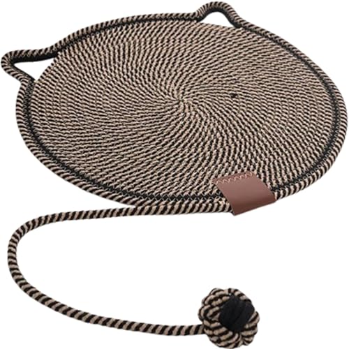 Celery Pets Dual Scratching Pad, Katzenkratzpad aus natürlichem Baumwollseil, großes Katzenbett, Katzenkratzpad mit Katzenspielzeug (43cm,Coffee) von HFDHD