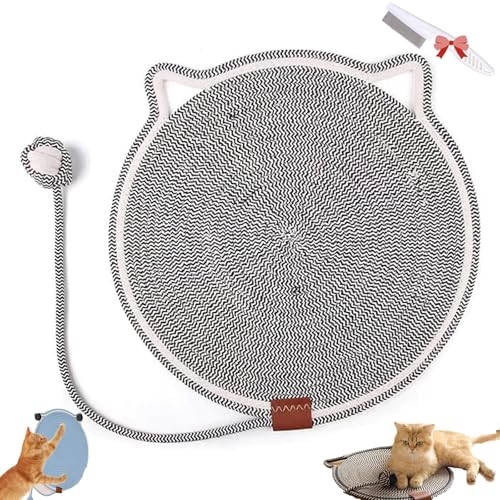 Celery Pets Dual Scratching Pad, Katzenkratzpad aus natürlichem Baumwollseil, großes Katzenbett, Katzenkratzpad mit Katzenspielzeug (43cm,Dark Grey) von HFDHD