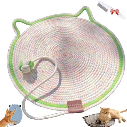 Celery Pets Dual Scratching Pad, Katzenkratzpad aus natürlichem Baumwollseil, großes Katzenbett, Katzenkratzpad mit Katzenspielzeug (43cm,Green) von HFDHD